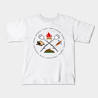 Campground Bonfire Marshmallow Rowboat Oar Lodge. Kids T-Shirt